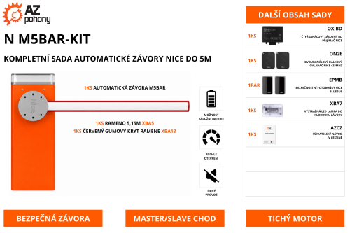 N M5BAR-KIT - kompletní sada automatické závory Nice do 5m